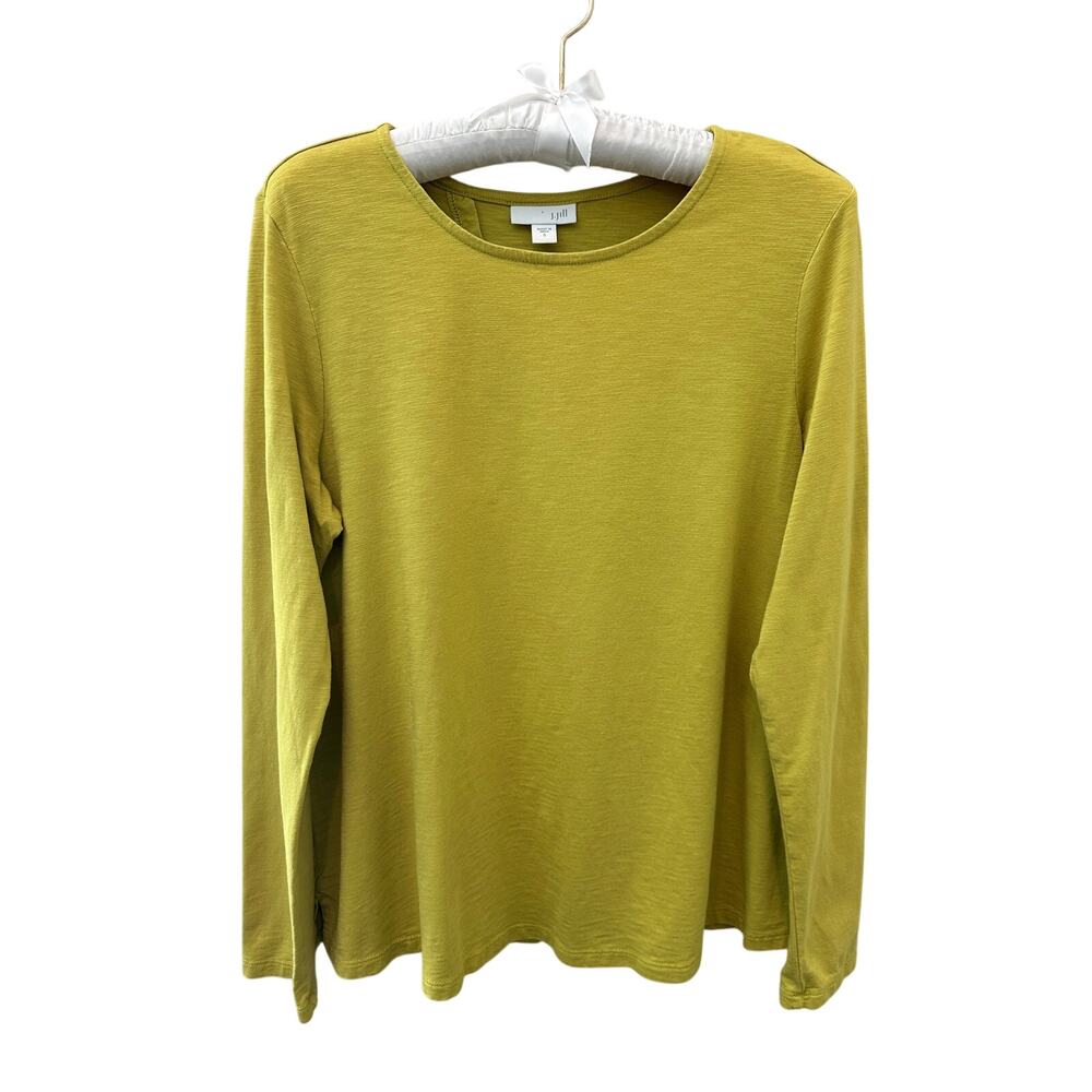 J.JILL Chartreuse Green Long Sleeve Tee Cotton Modal Stretch Tee Top Small